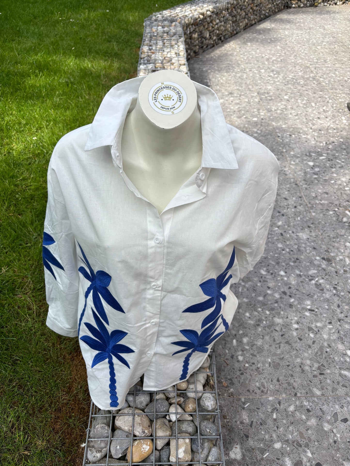 Chemise brodée palmier