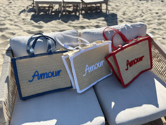 Sac 'Amour' en rafia naturel